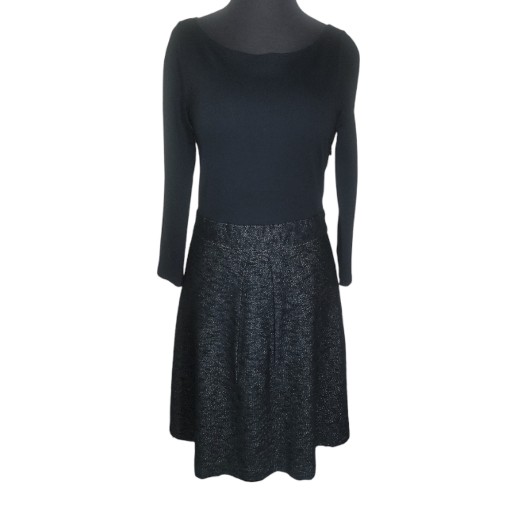Theory Gamia combo dress black gray scoop neck long sleeve women's size 8